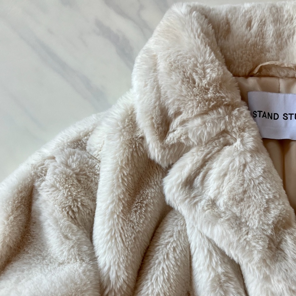 Stand Studio White Faux Fur Jacket EU42 8 10 12 Large - Picture 4 of 8